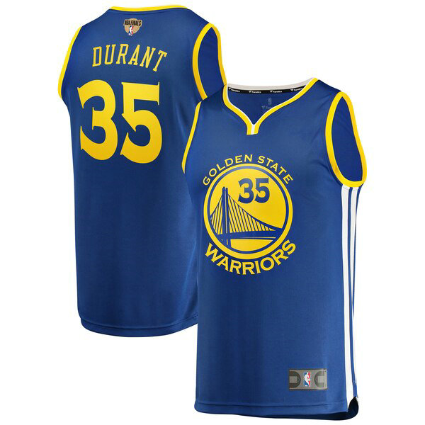 Maillot Golden State Warriors Homme Kevin Durant 35 Icon Edition Bleu